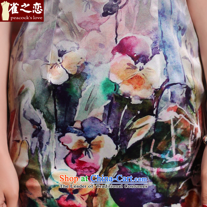 Scent Of Love of birds curtain - 2015 Spring New Silk flower short-sleeved qipao positioning QD468 figure M love birds , , , shopping on the Internet