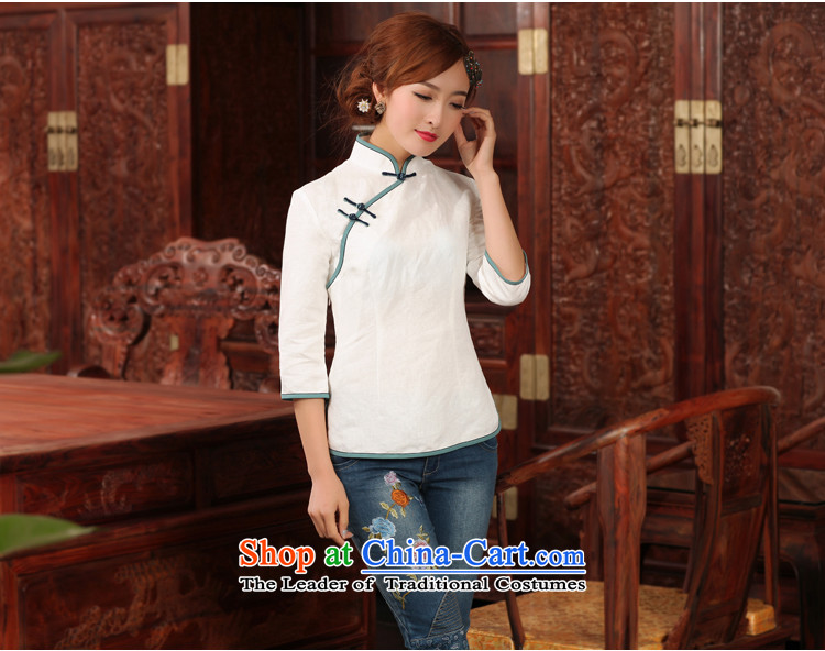 Love of birds wait written in spring 2015 New Stylish retro 9 cuff cotton linen clothes QC492 qipao white L picture, prices, brand platters! The elections are supplied in the national character of distribution, so action, buy now enjoy more preferential! As soon as possible.