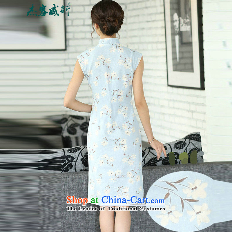 In the new kit, the Republic of Korea Air improvement over the fragrance of the girl's Mock-neck manually sleeveless medium to long term deduction of piping cotton linen cheongsam dress CQP394 Sleeveless Ho Cheng Kejie Plug, M, the fragrance of the , , ,