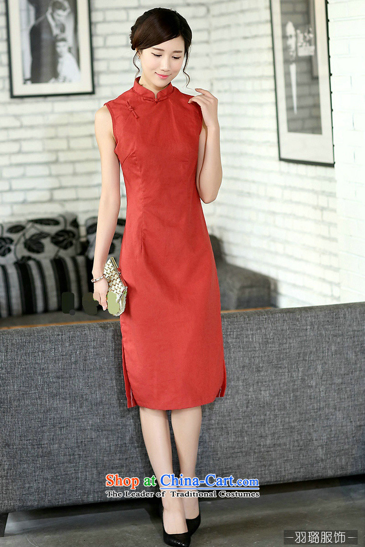 In the new kit for women improved retro arts/elegant OL linen sleeveless long cheongsam dress solid color cheongsam dress orange sleeveless L picture, prices, brand platters! The elections are supplied in the national character of distribution, so action, buy now enjoy more preferential! As soon as possible.