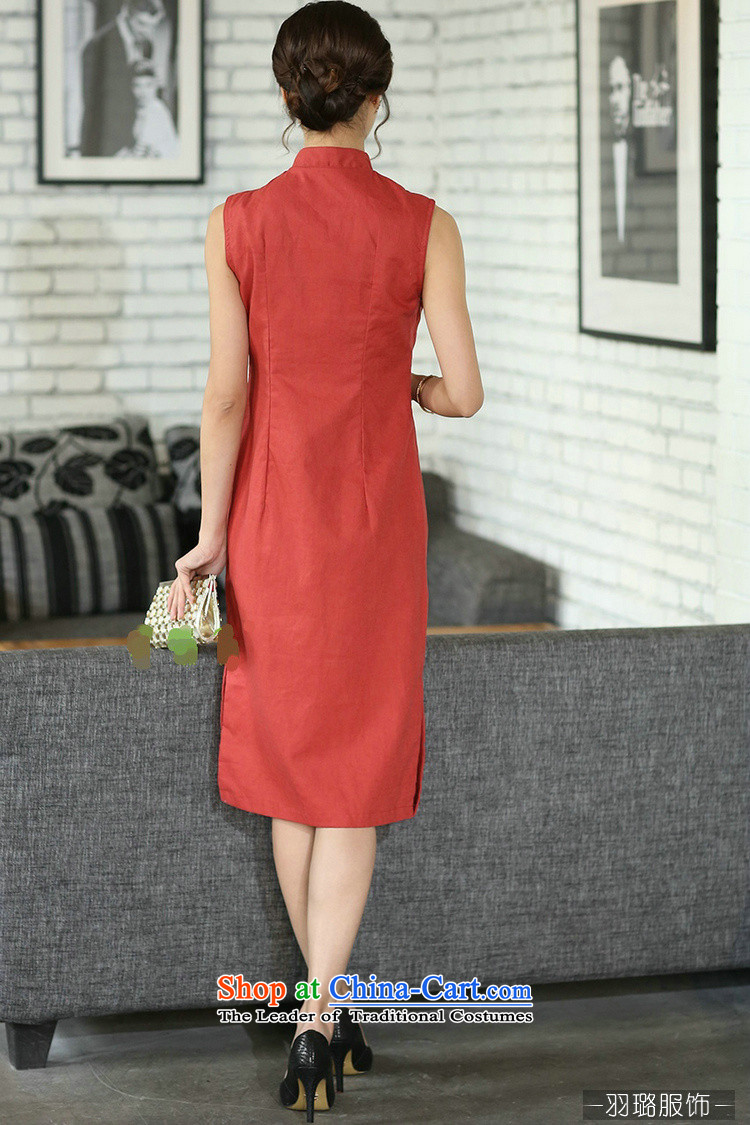 In the new kit for women improved retro arts/elegant OL linen sleeveless long cheongsam dress solid color cheongsam dress orange sleeveless L picture, prices, brand platters! The elections are supplied in the national character of distribution, so action, buy now enjoy more preferential! As soon as possible.