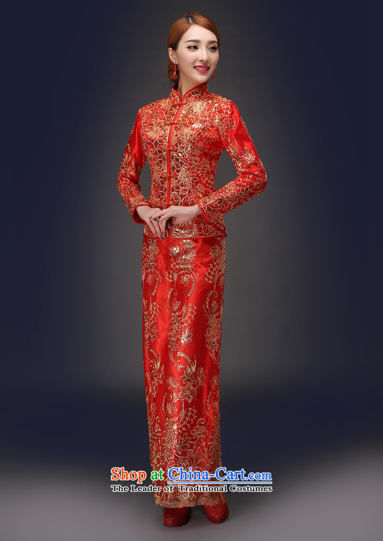 Embroidered dragon robe brides is red retro bridal dresses dresses improved marriage bows services custom install bride long-sleeved wedding QP180 Red 7 M Suzhou shipment pictures cuff, prices, brand platters! The elections are supplied in the national character of distribution, so action, buy now enjoy more preferential! As soon as possible.