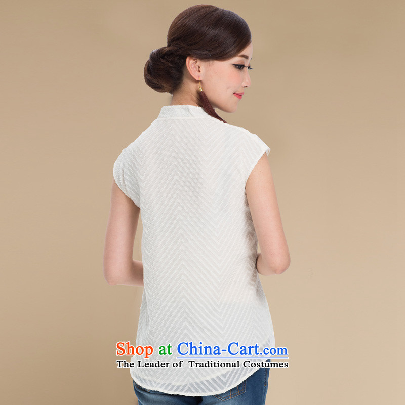 【 Yat lady health Snow Flower stylish Sau San breathable lint-free chiffon shirt without sleeves, thin and light summer Tang blouses white L, Yat Lady , , , shopping on the Internet