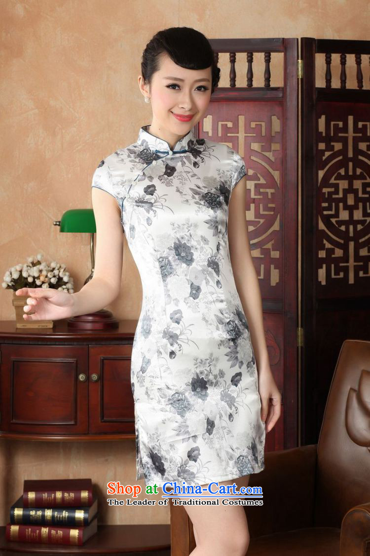 Yet women's floor building new summer Ms. Short-Sleeve Mock-Neck tray clip retro hand-painted Chinese Improved large qipao gown J5134-a Tang dynasty female black 2XL/40 picture, prices, brand platters! The elections are supplied in the national character of distribution, so action, buy now enjoy more preferential! As soon as possible.