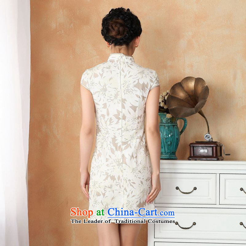 158 Jing qipao summer improved retro dresses cotton linen collar hand-painted Chinese cheongsam dress short of improved 2391 - 4 white PUERTORRICANS recommendations 85-95) 158 Jing.... catty shopping on the Internet