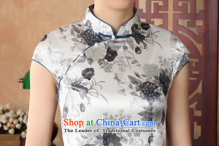 158 Jing qipao summer improved retro Dresses Need collar badges of hand-painted silk cheongsam dress short Chinese improvement of gray M RECOMMENDATIONS DQ1002 J5139 100-110 catty) Picture, prices, brand platters! The elections are supplied in the national character of distribution, so action, buy now enjoy more preferential! As soon as possible.