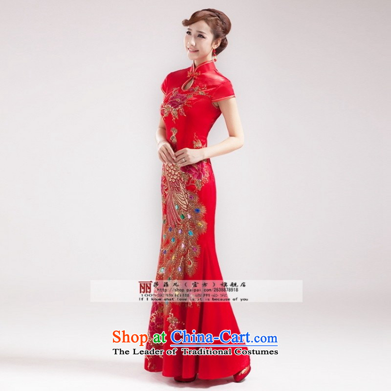 Love So long summer 2015 Peng red bride replacing marriage wedding dresses skirt Stylish retro lace improved qipao bows to female red L can return, love so Peng (AIRANPENG) , , , shopping on the Internet