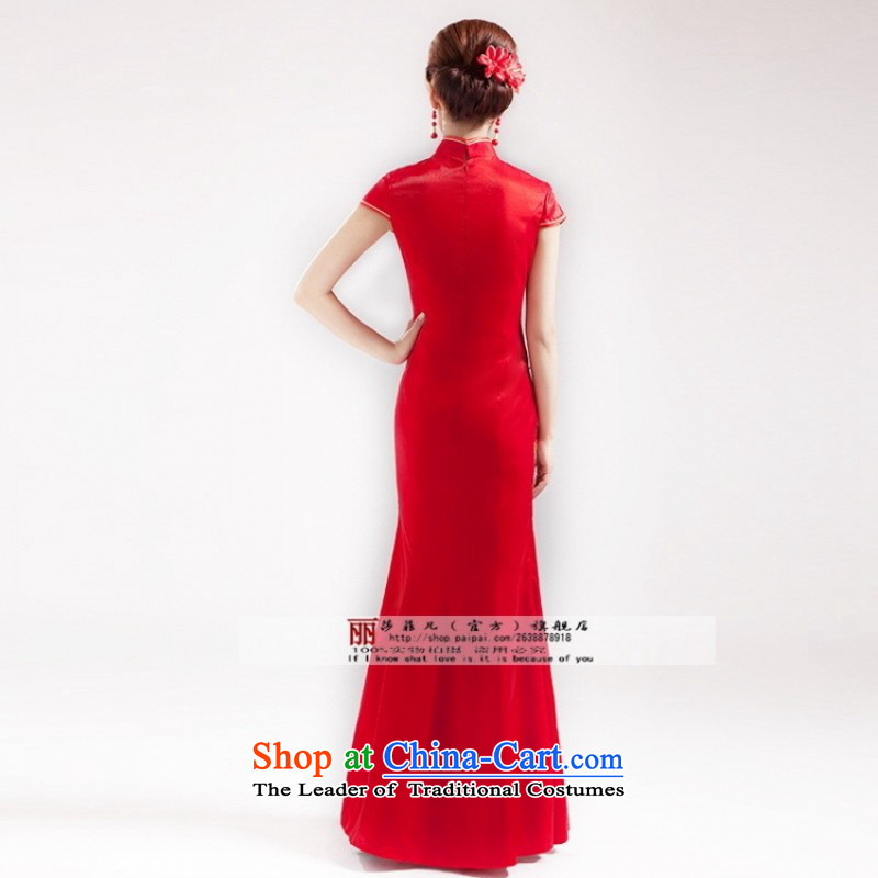 Love So long summer 2015 Peng red bride replacing marriage wedding dresses skirt Stylish retro lace improved qipao bows to female red L can return, love so Peng (AIRANPENG) , , , shopping on the Internet