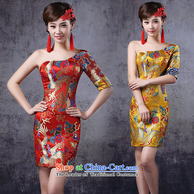 Love So Pang-us! Dragon robe improved wedding dress skirt red and the relatively short time of qipao bridal dresses will preside over the Golden M can return, love so-pang , , , shopping on the Internet