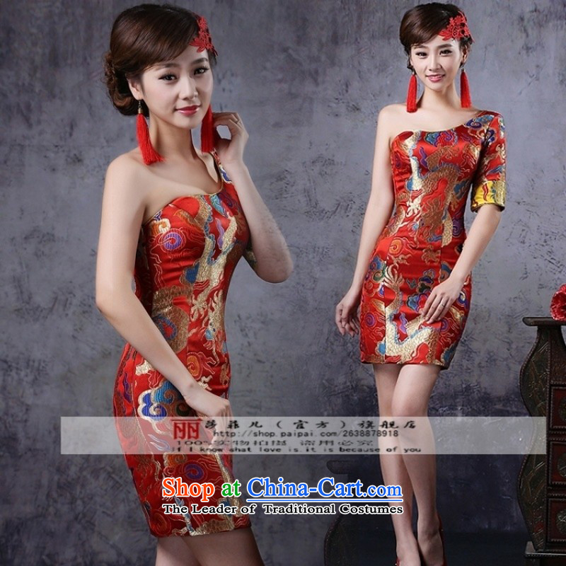 Love So Pang-us! Dragon robe improved wedding dress skirt red and the relatively short time of qipao bridal dresses will preside over the Golden M can return, love so-pang , , , shopping on the Internet