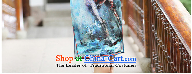 [Sau Kwun Tong] Priority Club 2015 Summer Creek new retro Silk Cheongsam the forklift truck stylish cheongsam dress QD4522 stamp Cyan XL Photo, prices, brand platters! The elections are supplied in the national character of distribution, so action, buy now enjoy more preferential! As soon as possible.