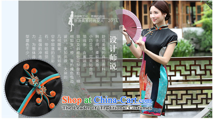 [Sau Kwun Tong] 5 Choi Shek 2015 Summer Silk Cheongsam New Silk Cheongsam QD4543 retro sauna Black XL Photo, prices, brand platters! The elections are supplied in the national character of distribution, so action, buy now enjoy more preferential! As soon as possible.