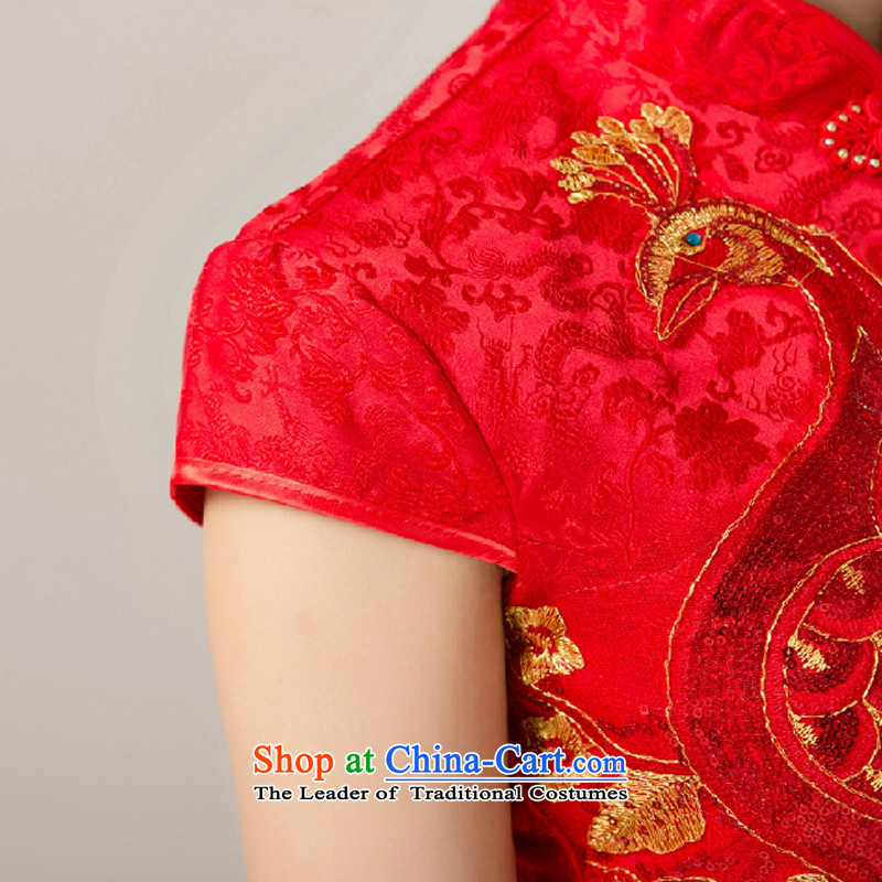 Yong-yeon and 2015 New married women serving the bride dress qipao bows skirt red door service marriage short cheongsam RED M, Yong-yeon and shopping on the Internet has been pressed.