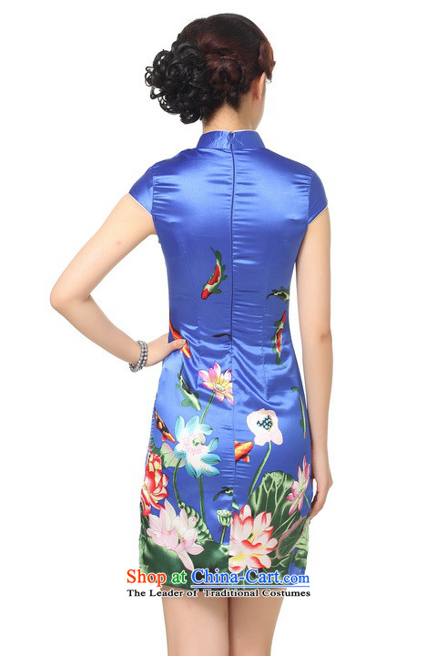 Shanghai, optimization options qipao summer improved retro Dresses Need collar badges of hand-painted silk cheongsam dress short Chinese improvement) -A blue L Recommendations, paras. 110115 Pictures, price, the burden of brand platters! The elections are supplied in the national character of distribution, so action, buy now enjoy more preferential! As soon as possible.