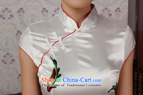 Shanghai, optimization options qipao summer improved retro Dresses Need collar badges of hand-painted silk cheongsam dress short Chinese improvement) -A blue L Recommendations, paras. 110115 Pictures, price, the burden of brand platters! The elections are supplied in the national character of distribution, so action, buy now enjoy more preferential! As soon as possible.