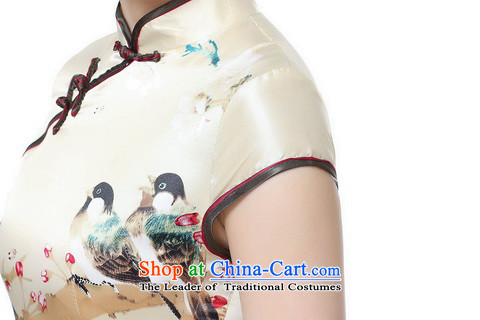 Shanghai, optimization options qipao summer improved retro Dresses Need collar badges of hand-painted silk cheongsam dress short Chinese improvement) -B GOLD XL recommendations 115-120 catty picture, prices, brand platters! The elections are supplied in the national character of distribution, so action, buy now enjoy more preferential! As soon as possible.