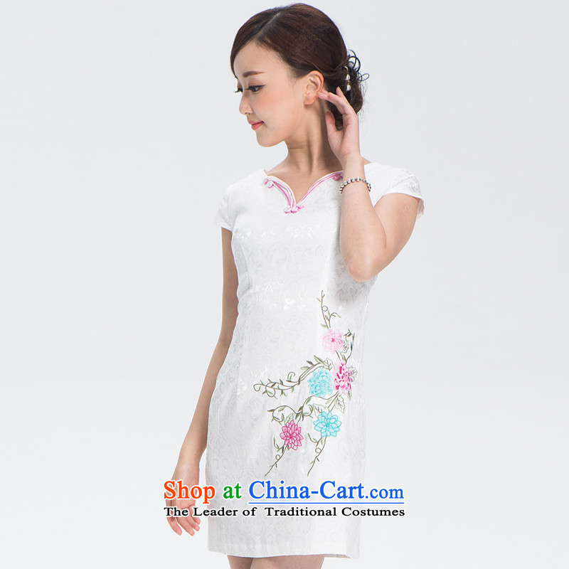 A Pinwheel Without Wind of ground cardamom short, Yat retro cheongsam dress summer girls cheongsam dress improved daily stylish white XL, Yat archaeologist makes Sau San , , , shopping on the Internet