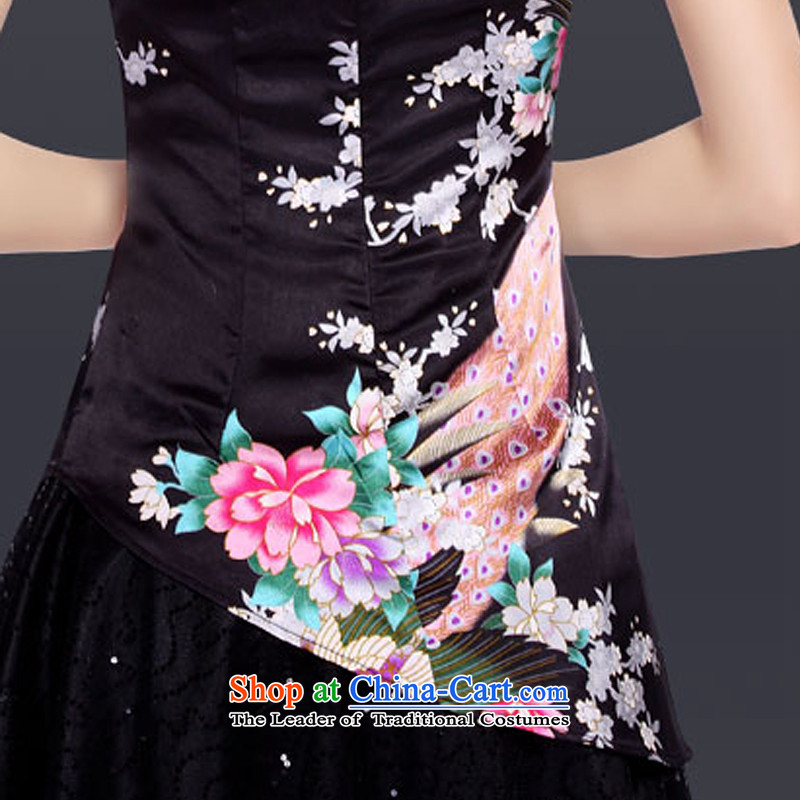 In accordance with the American Ballet's silk gown stylish Sau San short-sleeved qipao improved Chinese qipao LYE1221 retro black S, in accordance with the (leyier Lok) , , , shopping on the Internet