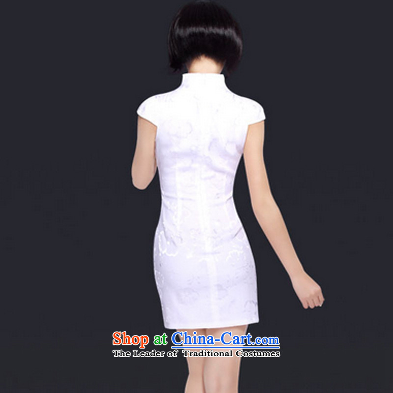 In accordance with the American style qipao improvements, embroidered CHINESE CHEONGSAM women day-to-day summer skirt LYE1289 white XXL, Lok (leyier under) , , , shopping on the Internet
