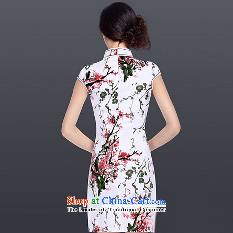 In accordance with the American's retro-clip collar cheongsam dress improved stylish summer Chinese qipao LYE1393 Ms. Sau San elegant white with a Phillips-head (in accordance with the American XXL, leyier) , , , shopping on the Internet