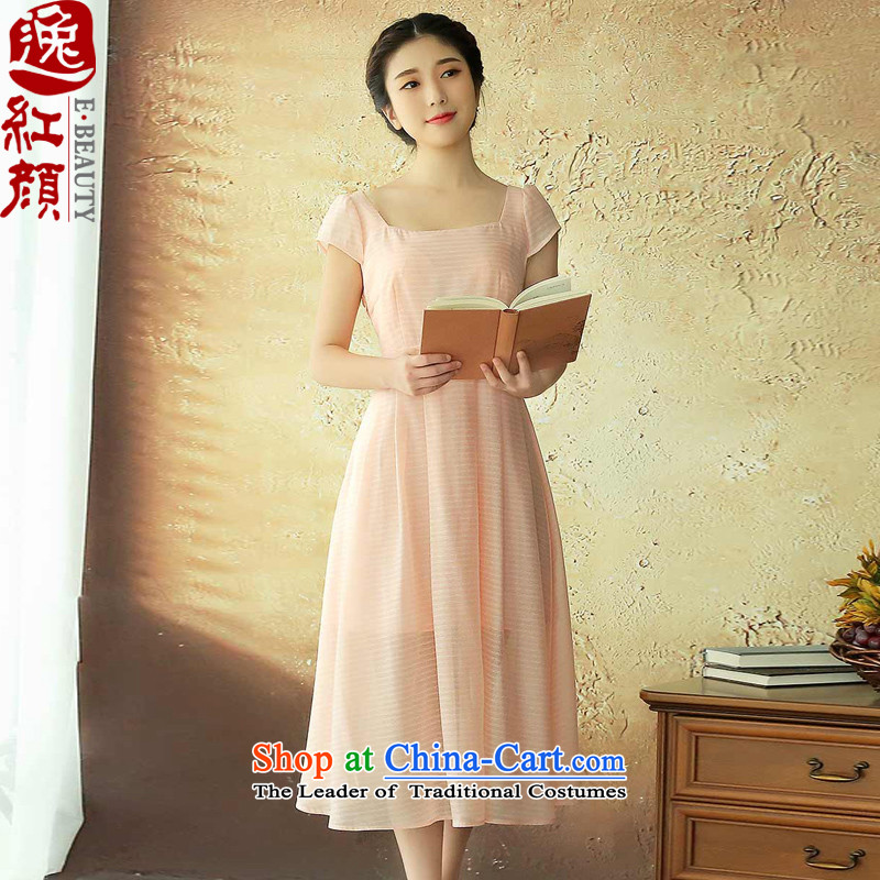 A Pinwheel Without Wind- Yan Jun _Yat fine Tang Xia of European Population root yarn long cheongsam dress lightweight retro Sleek and Sexy pink?S