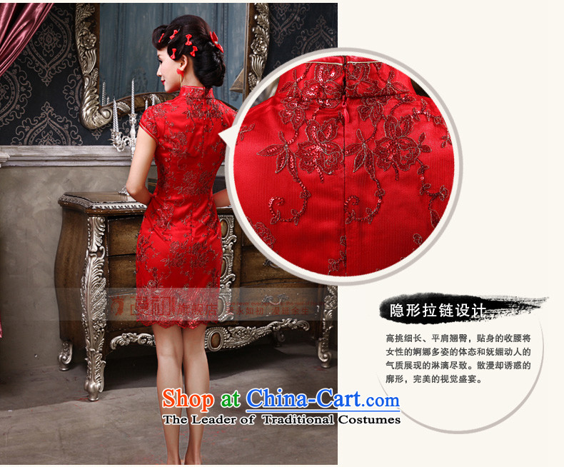 In the early 2015 new man married to a drink service improvement red short, Sepia lace qipao gown evening red L picture, prices, brand platters! The elections are supplied in the national character of distribution, so action, buy now enjoy more preferential! As soon as possible.