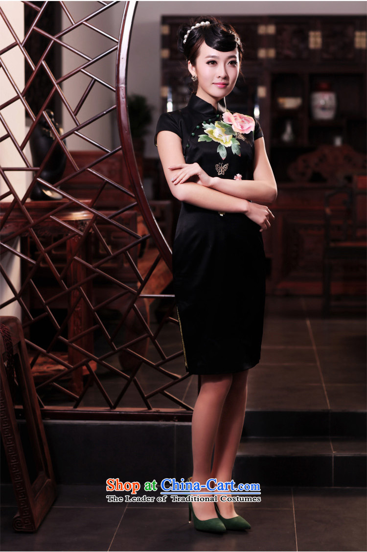 Love of birds dripping time spring 2015 new retro short-sleeved embroidered heavyweight Silk Cheongsam QD450 black L picture, prices, brand platters! The elections are supplied in the national character of distribution, so action, buy now enjoy more preferential! As soon as possible.