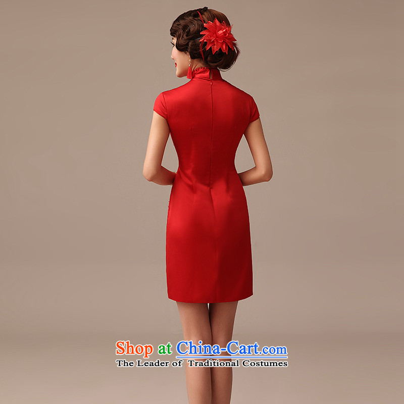 2015 Spring/Summer new bride short of qipao bows red stylish improved Sau San engraving diamond cheongsam red , L, plumbing, , , , shopping on the Internet
