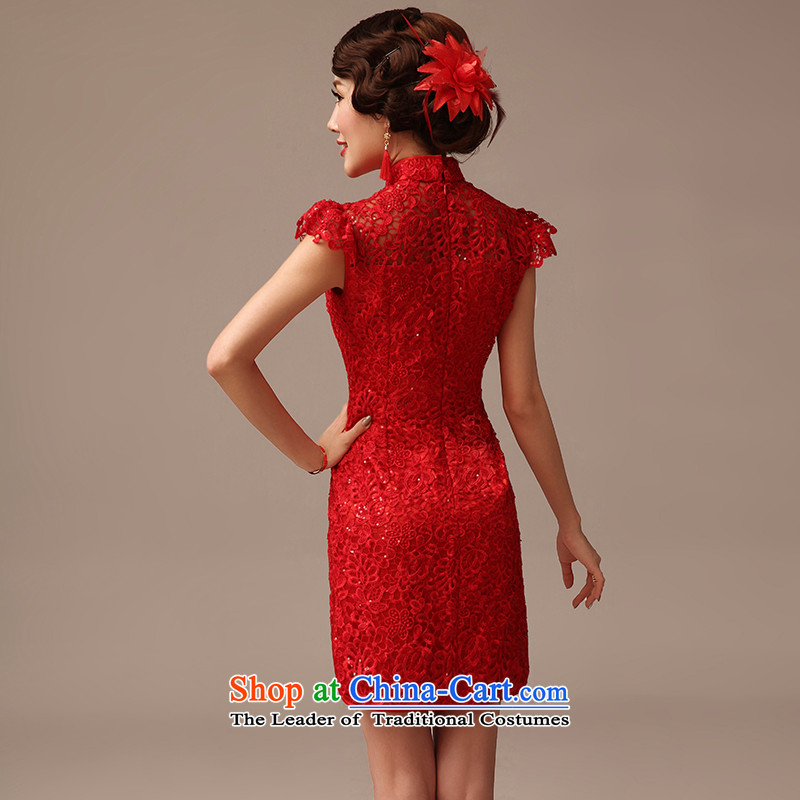 2015 new marriages short of qipao bows services on-chip lace marriage qipao summer red , L, plumbing, , , , shopping on the Internet