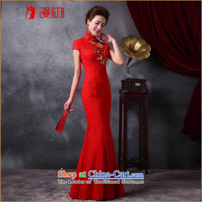 In the early spring of 2015 and stylish diffuse new Sau San、Qipao Length, improved crowsfoot cheongsam look retro wedding dress red XL, Early Man , , , shopping on the Internet