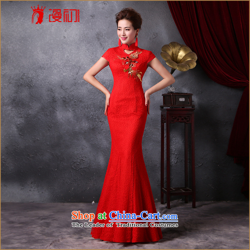 In the early spring of 2015 and stylish diffuse new Sau San、Qipao Length, improved crowsfoot cheongsam look retro wedding dress red XL, Early Man , , , shopping on the Internet