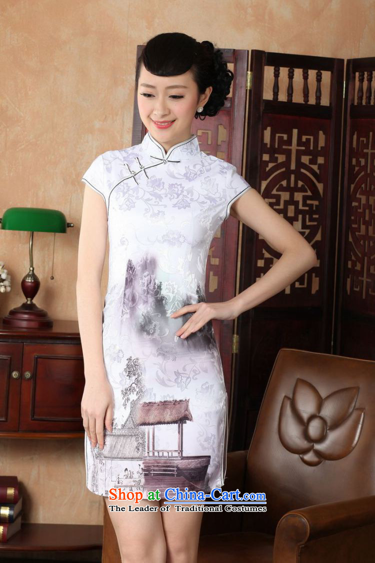 Figure for summer flowers new women's Chinese improved collar is pressed to cotton hand-painted Tang dynasty retro short white 2XL pictures, qipao price, brand platters! The elections are supplied in the national character of distribution, so action, buy now enjoy more preferential! As soon as possible.