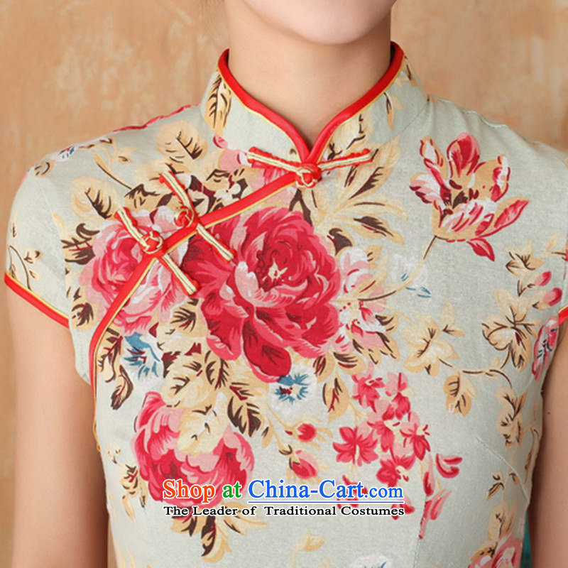 Figure for summer flowers of Chinese New improved collar is traversed by the Tang dynasty qipao hand-painted retro mini cheongsam with 4 White XL, floral shopping on the Internet has been pressed.
