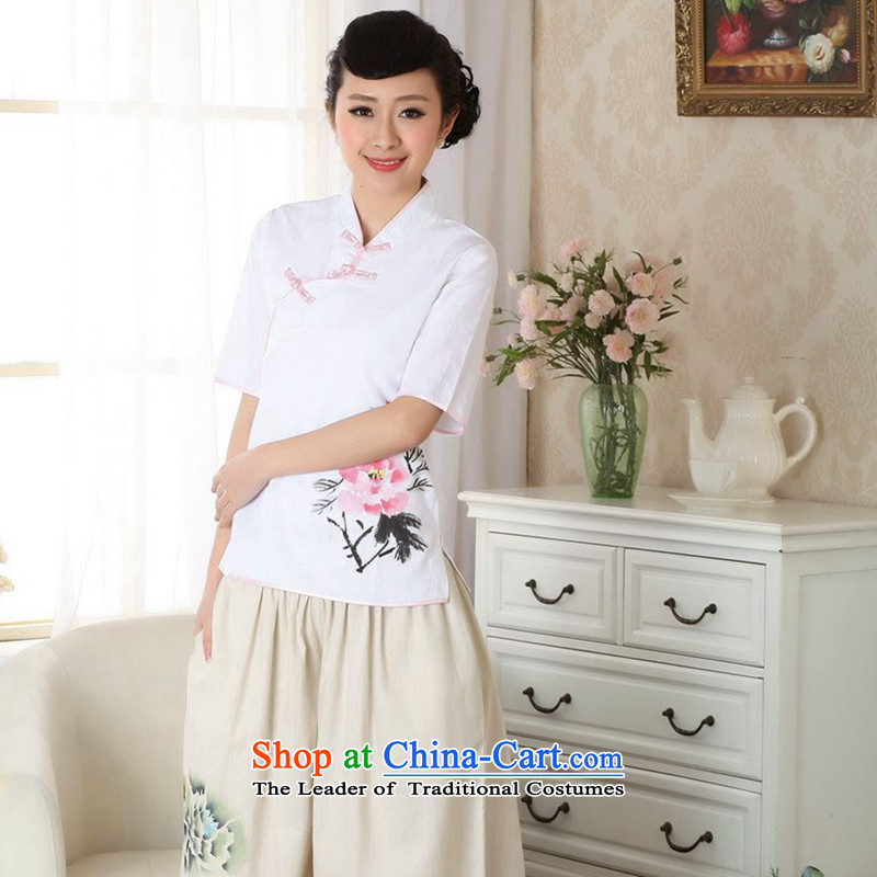 Figure for summer flowers New hand-painted Tang blouses cotton linen Chinese ethnic blouses A0056 improved version of Tang Dynasty S, floral shopping on the Internet has been pressed.