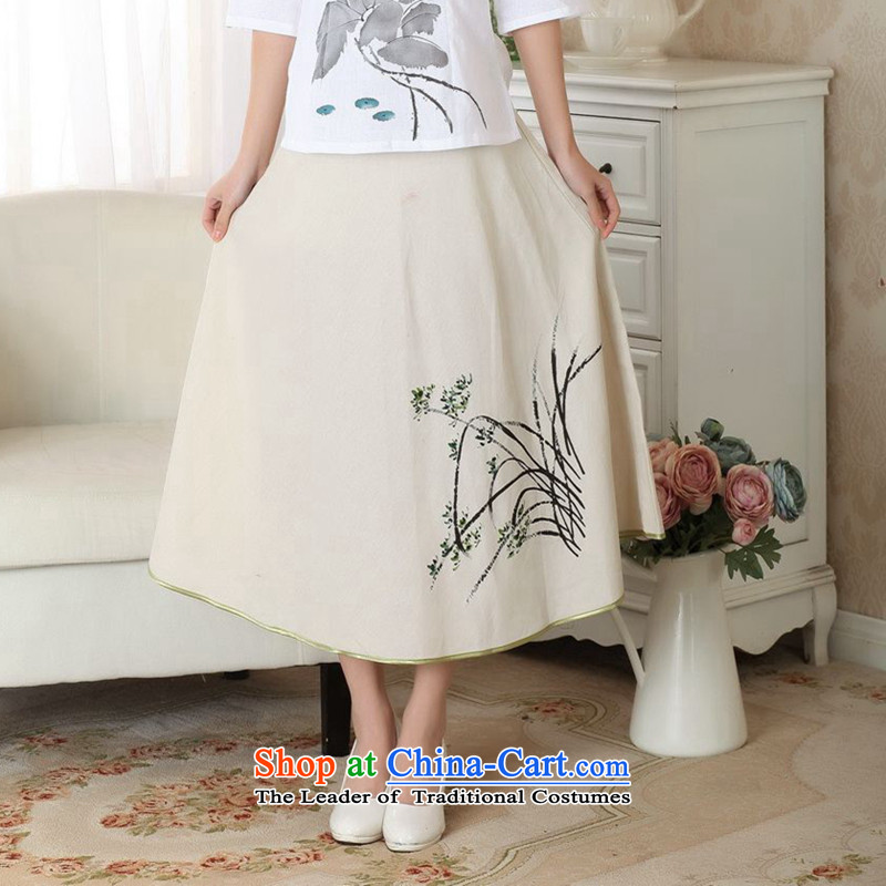 The new summer flowers figure female new Tang dynasty wild ethnic cotton linen hand-painted body A female skirts skirt P0011 XL, floral shopping on the Internet has been pressed.