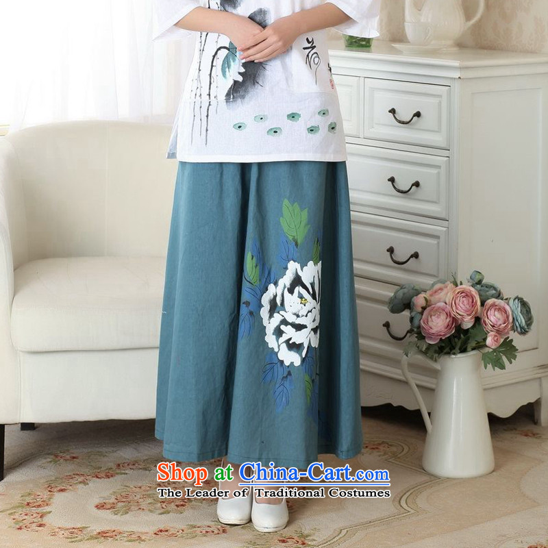It new summer 2014 hand-painted qipao China wind retro-bag elastic waist large long skirt hand-painted body P0010 P M, flower skirt figure , , , shopping on the Internet
