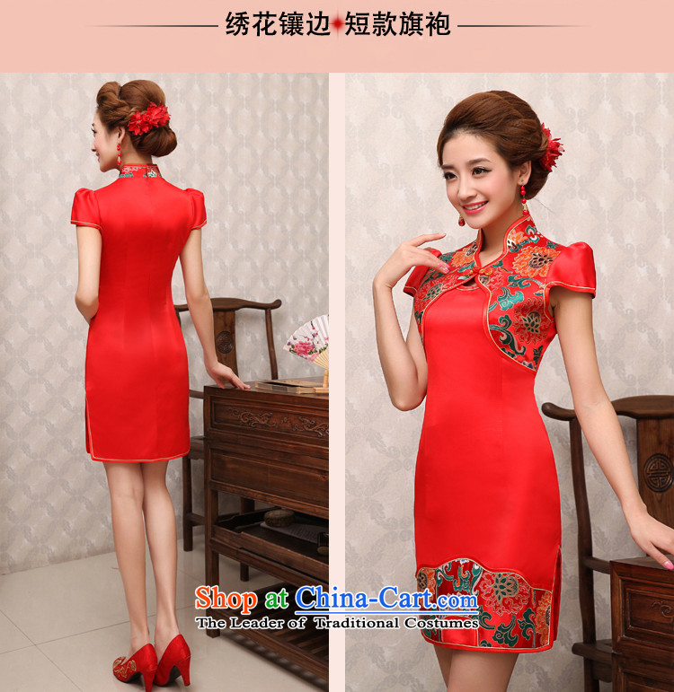 Rain-sang Yi New 2015 Summer qipao bride improved stylish red short-sleeved Sau San video thin Chinese wedding dress uniform QP494 bows RED M picture, prices, brand platters! The elections are supplied in the national character of distribution, so action, buy now enjoy more preferential! As soon as possible.