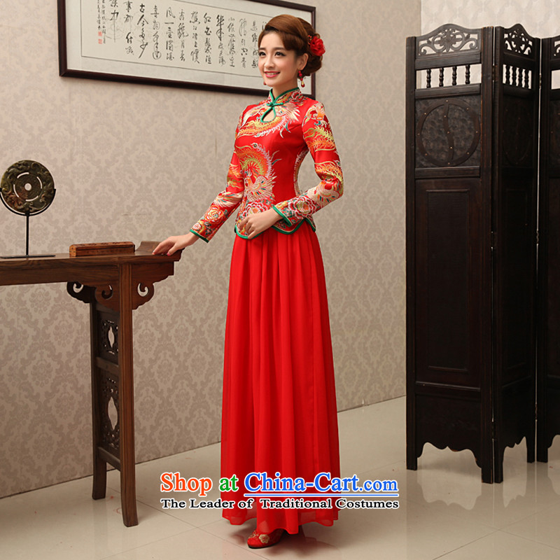 Rain-sang yi bride wedding wedding dress bows service improvement by the Red Sleeve LENGTH OF CHINESE CHEONGSAM QP489 RED S, rain is yi , , , shopping on the Internet