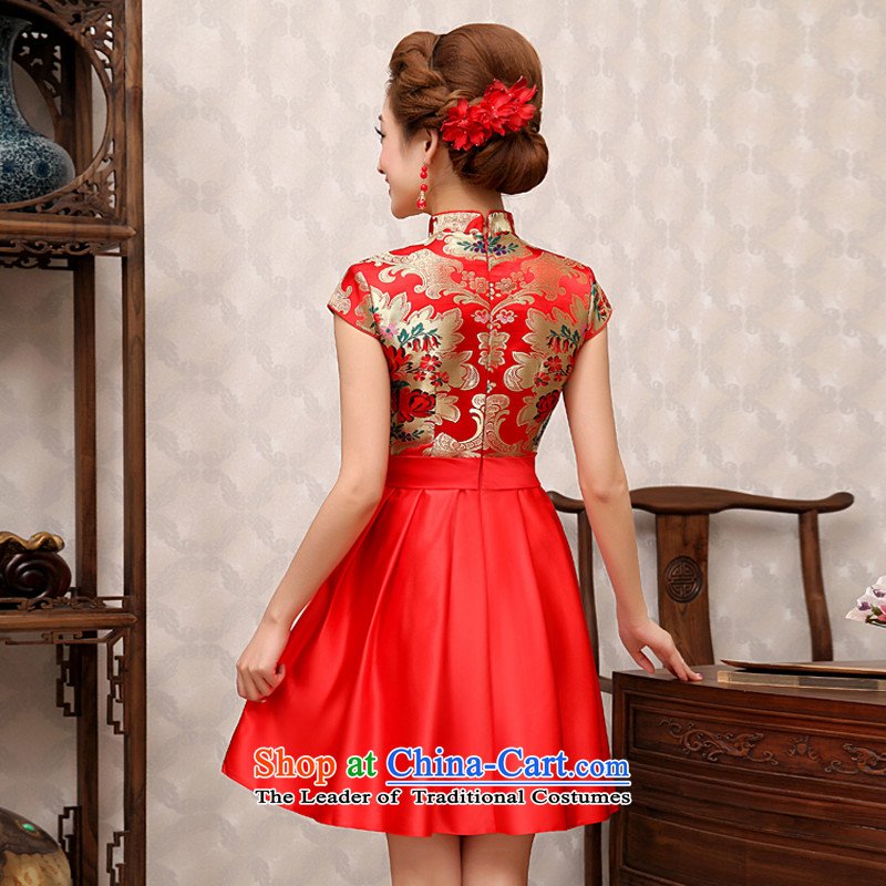 Rain-sang yi wedding dresses 2015 Summer new marriages Chinese style wedding services hotel back drink red door QP498 colorful patterned cheongsam , L, rain-sang Yi shopping on the Internet has been pressed.