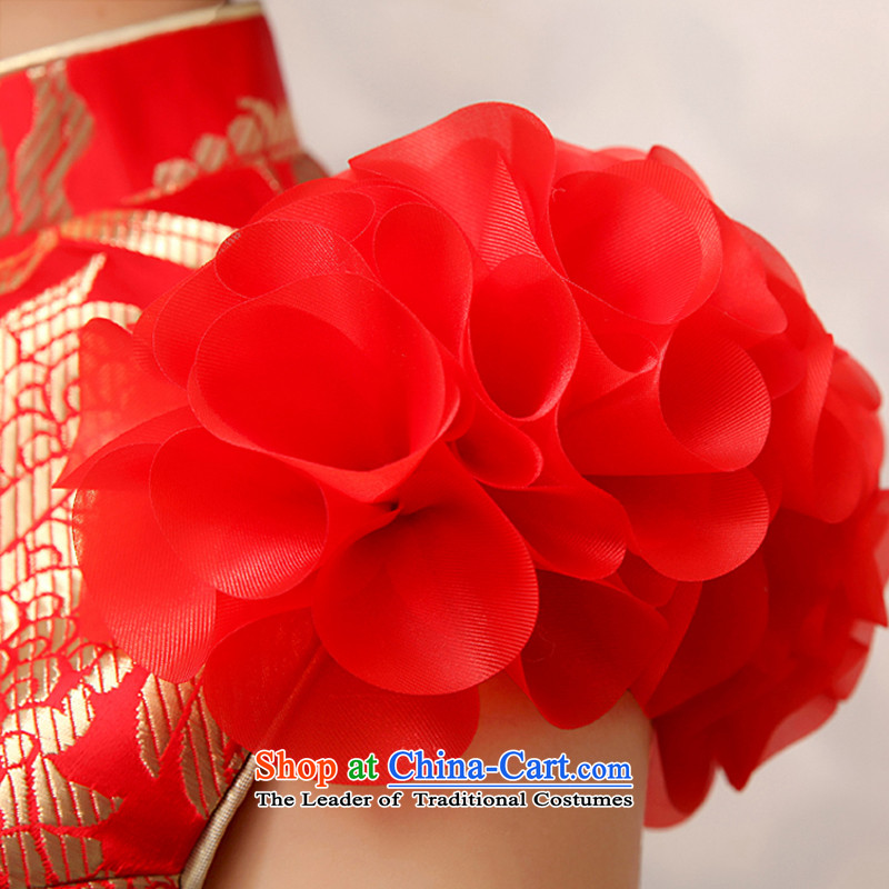 Rain-sang yi bride wedding dress wedding dresses red improved Chinese Short sleeveless qipao QP485 serving drink red XL, rain is yi , , , shopping on the Internet
