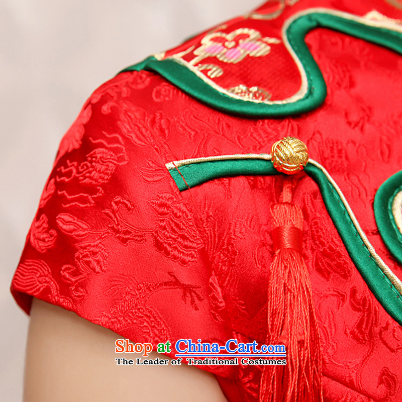 Rain-sang yi 2015 new marriage summer short of Qipao Chinese style wedding fashion bride bows services improved graphics thin QP481 Sau San Red XL, rain is yi , , , shopping on the Internet