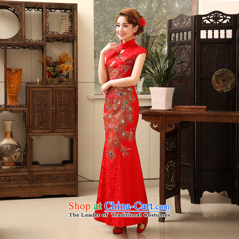 Rain in spring 2015 and stylish yet Yi Phoenix cheongsam long red bride replacing marriage wedding dresses skirt summer elegant bows services QP477 RED XL, rain is yi , , , shopping on the Internet