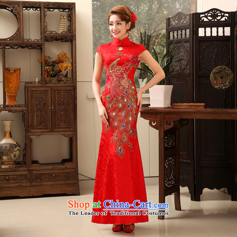 Rain in spring 2015 and stylish yet Yi Phoenix cheongsam long red bride replacing marriage wedding dresses skirt summer elegant bows services QP477 RED XL, rain is yi , , , shopping on the Internet