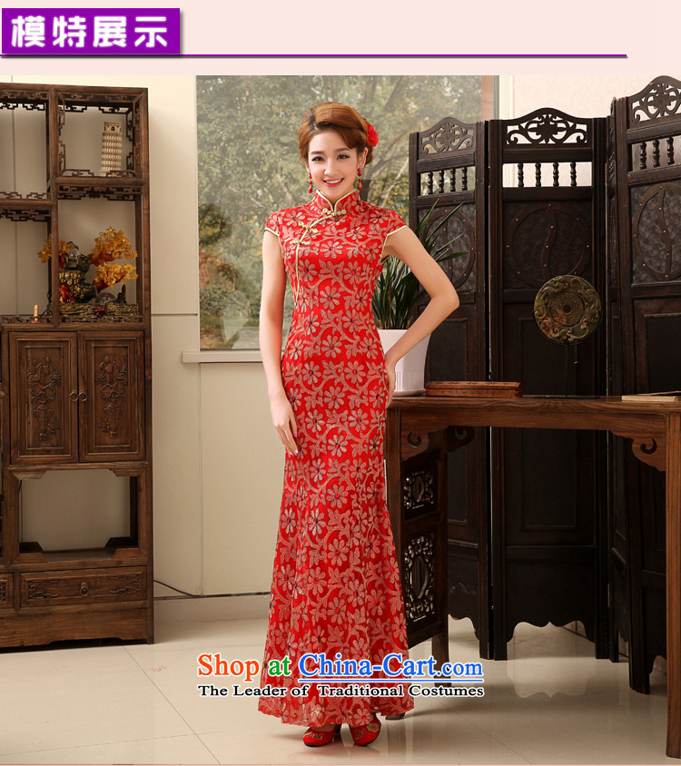 Rain-sang Yi New marriages bows stylish wedding dresses elegant long crowsfoot Sau San lace cheongsam evening QP476 RED L picture, prices, brand platters! The elections are supplied in the national character of distribution, so action, buy now enjoy more preferential! As soon as possible.