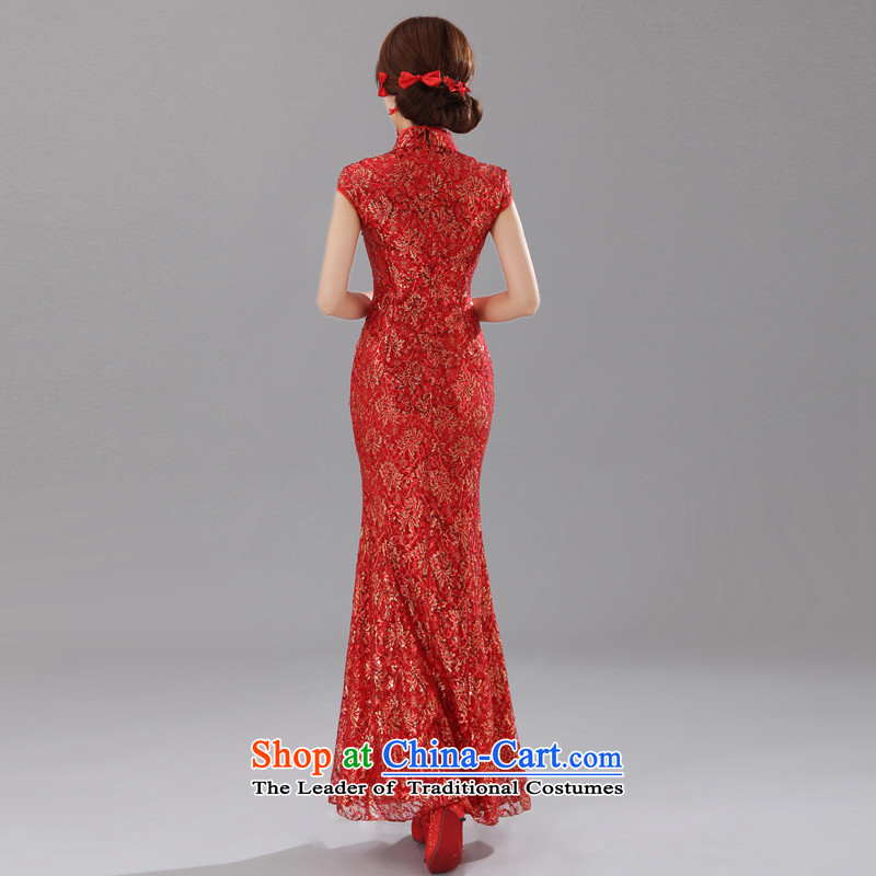 Honeymoon bride 2015 new bride red phoenix cheongsam bows embroidery lace qipao red , L honeymoon Sau San bride shopping on the Internet has been pressed.