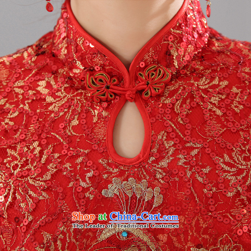 Honeymoon bride 2015 new bride red phoenix cheongsam bows embroidery lace qipao red , L honeymoon Sau San bride shopping on the Internet has been pressed.