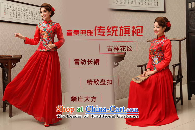 Rain-sang yi wedding dress bows to the chiffon chinese red color long-sleeved long bride advanced damask round his breast enhancement of Qipao QP487 RED XL Photo, prices, brand platters! The elections are supplied in the national character of distribution, so action, buy now enjoy more preferential! As soon as possible.