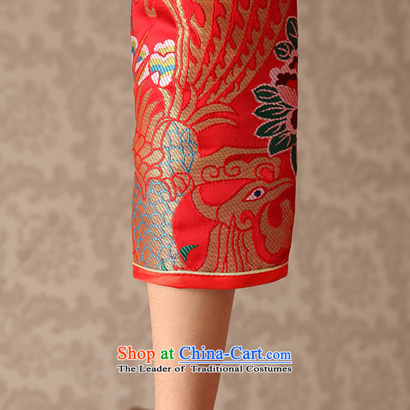 Rain was married yi wedding dresses cheongsam dress retro improved red 7 cuff toasting champagne bridal services during the Spring and Autumn Chinese qipao QP463 long red XL, rain is yi , , , shopping on the Internet