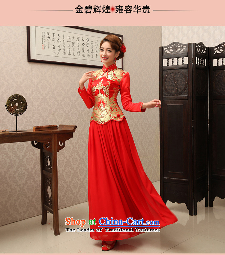 Rain-sang yi new bride wedding dress long skirt bows service long-sleeved red kit marriage chiffon qipao QP461 kit red XL Photo, prices, brand platters! The elections are supplied in the national character of distribution, so action, buy now enjoy more preferential! As soon as possible.