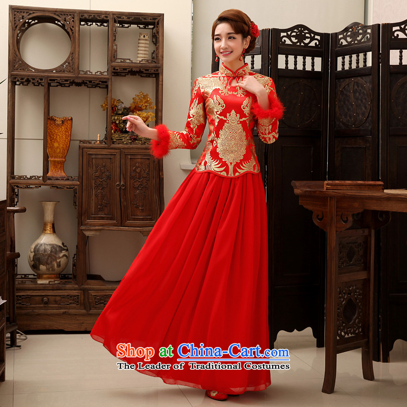 Rain-sang yi bride wedding dress wedding autumn and winter wedding services improved bows back to door long long sleeves , L QP457 qipao rain-sang Yi shopping on the Internet has been pressed.